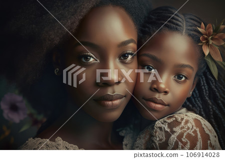 African mother and daughter, happy Mother's day Generatie AI 106914028