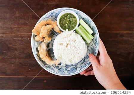 fried fish with rice and dip or fried Snapper,.Red Snapper or .White Snapper fried fish with rice and dip or fried Snapper,.Red Snapper or .White Snapper 106914224