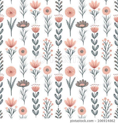 Pattern with flowers and plant 106914862