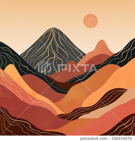 landscape with mountains and hills 106914870