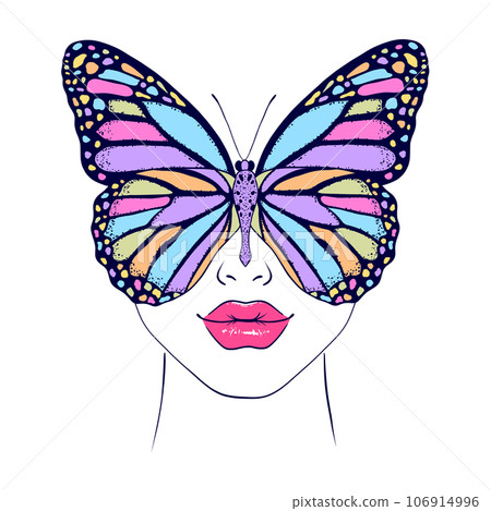 Butterfly and female face Butterfly and female face 106914996