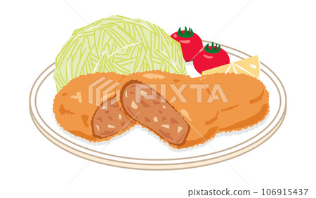 切碎的肉排放在盤子上 106915437