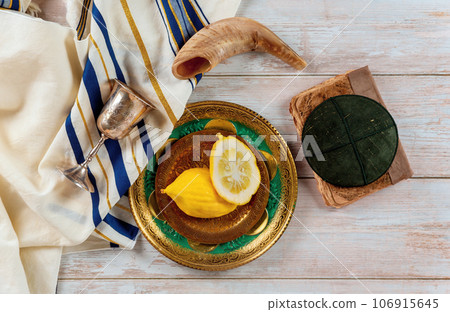 Sukkot, Jewish Orthodox festival Holidays is presence of traditional symbols such as Etrog, lulav, hadas, arava. Sukkot, Jewish Orthodox festival Holidays is presence of traditional symbols such as Etrog, lulav, hadas, arava. 106915645