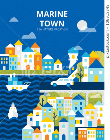 Night Marine Town Poster Night Marine Town Poster 106915845