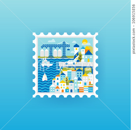 Marine Town Postal Stamp 106915856
