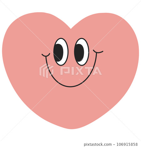 cute kawaii heart groovy retro emoji emotion smiley 106915858