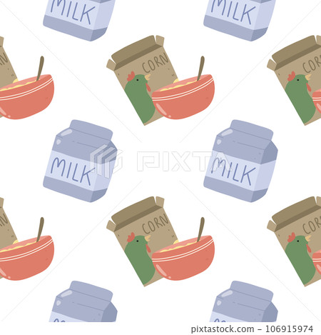 breakfast milk cereal pattern Cute Dessert Cafe for baby shower ,nursery ,wallpaper ,book cover,  fabric or other printable cover 106915974