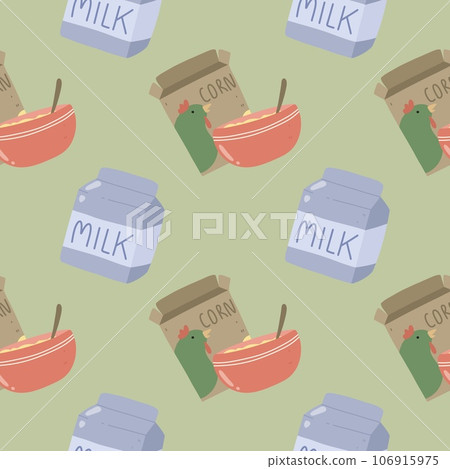 breakfast milk cereal pattern Cute Dessert Cafe for baby shower ,nursery ,wallpaper ,book cover,  fabric or other printable cover 106915975