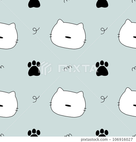 Cute Cartoon Cat doodle, Seamless Pattern And Background  for baby shower ,nursery ,wallpaper ,book cover,  fabric or other printable cover 106916027