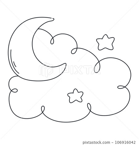 cloud star moon line doodle cute kawaii baby shower, nursery  106916042