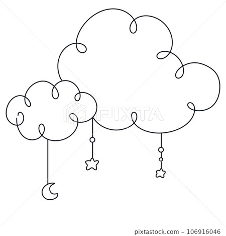 cloud star moon line doodle cute kawaii baby shower, nursery cloud star moon line doodle cute kawaii baby shower, nursery 106916046