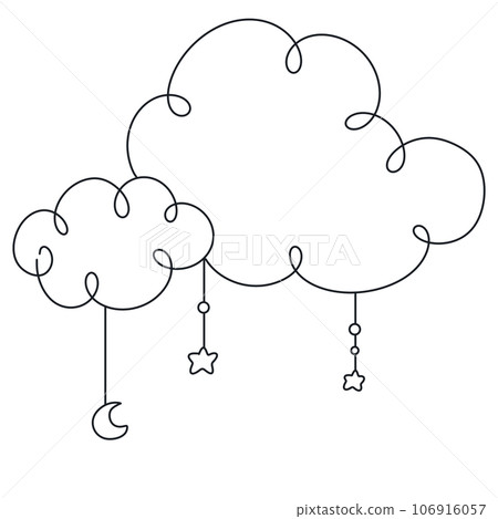 cloud star moon line doodle cute kawaii baby shower, nursery cloud star moon line doodle cute kawaii baby shower, nursery 106916057