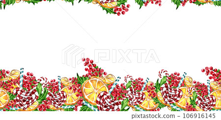 Horizontal seamless background for Christmas and New Year. Watercolor hand drawn illustration for cards, backgrounds, scrapbooking and your design. Perfect for wedding invitation. Horizontal seamless background for Christmas and New Year. Watercolor hand drawn illustration for cards, backgrounds, scrapbooking and your design. Perfect for wedding invitation. 106916145