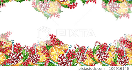 Horizontal seamless background for Christmas and New Year. Watercolor hand drawn illustration for cards, backgrounds, scrapbooking and your design. Perfect for wedding invitation. Horizontal seamless background for Christmas and New Year. Watercolor hand drawn illustration for cards, backgrounds, scrapbooking and your design. Perfect for wedding invitation. 106916146