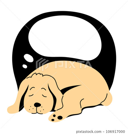 Cute domestic dog lies on the floor and sleeps Cute domestic dog lies on the floor and sleeps 106917000