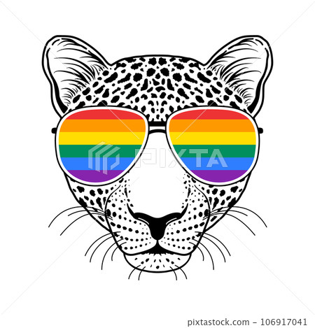 Leopard muzzle with sunglasses 106917041