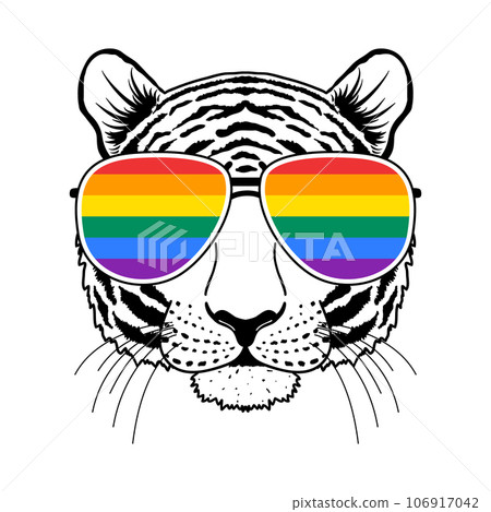 Tiger muzzle with sunglasses Tiger muzzle with sunglasses 106917042