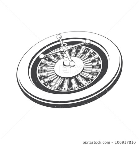Roulette vector in monochrome, black. Classic casino play-roulette with ball. Vector. For gambling industry, sport lottery services, icons, web pages, logo design 106917810