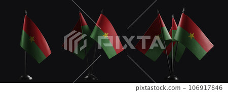 Small national flags of the Burkina Faso on a black background 106917846