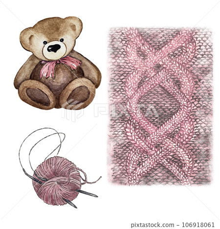 Set of watercolor illustrations of bear, ball and background. High quality Set of watercolor illustrations of bear, ball and background. High quality 106918061
