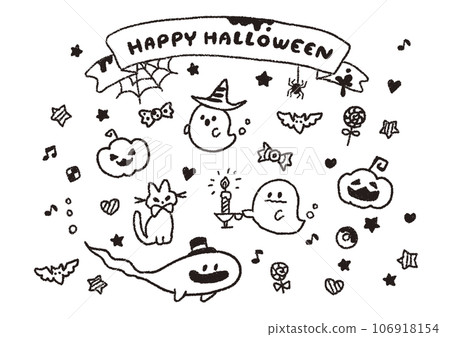 鬼魂萬聖節派對的手繪風格矢量 106918154