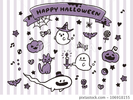 Hand-drawn style vector of ghosts Halloween party 106918155