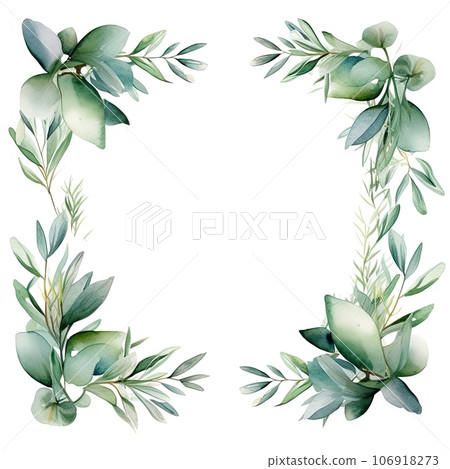 botanical watercolor design with flowers and leaves 106918273
