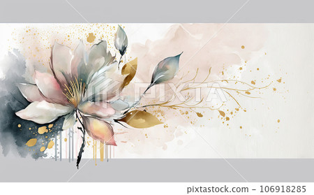 botanical watercolor design with flowers and leaves 106918285