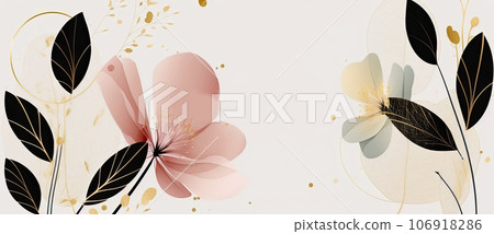 botanical watercolor design with flowers and leaves 106918286