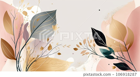 botanical watercolor design with flowers and leaves 106918287