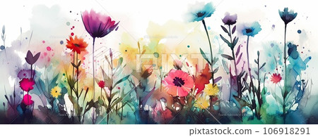 watercolor summer flowers 106918291