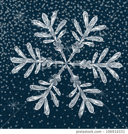 Ice crystal. Isolated element. Abstract one big snowflake. Vector illustration 106918331