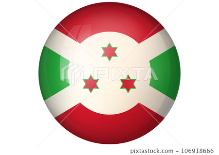 Flag of Burundi. National symbol in official colors. Template icon. Abstract vector background. Round glass light ball, 3D big bubble, sphere 106918666