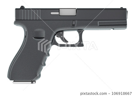 Gun, pistol. Side view, 3D rendering 106918667
