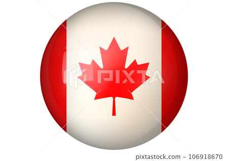 Flag of Canada. Canadian national symbol in official colors. Template icon. Abstract vector background. Round glass light ball, 3D big bubble, sphere Flag of Canada. Canadian national symbol in official colors. Template icon. Abstract vector background. Round glass light ball, 3D big bubble, sphere 106918670