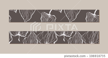 Vector illustration of a set of decorative ribbon stripes. Masking tape, satin or corsage, grssgrain tape, adhesive tapes for frames, scrapbooking. Packing patterned ribbons with foral ornament Vector illustration of a set of decorative ribbon stripes. Masking tape, satin or corsage, grssgrain tape, adhesive tapes for frames, scrapbooking. Packing patterned ribbons with foral ornament 106918735