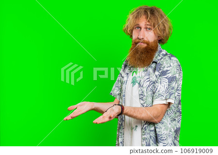 Man raising hands asking what why reason of failure anti lifehacks ridicules disbelief irritation 106919009