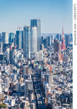“東京”從澀谷天空眺望六本木的東京市中心城市景觀 “東京”從澀谷天空眺望六本木的東京市中心城市景觀 106919471