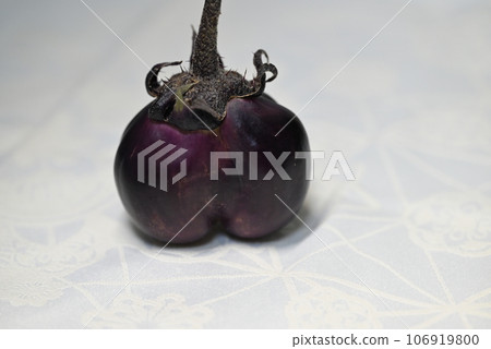 Strange and cute eggplants grown in a home garden Strange and cute eggplants grown in a home garden 106919800