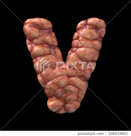 Halloween letter V - Upper-case 3d bloody font - suitable for Halloween, horror or death related subjects 106919902