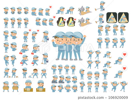 Assortment set of worker illustrations 106920009