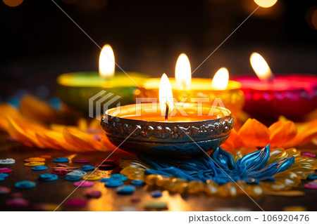 Diwali celebration with space for text or greetings. Copy space and Diwali concept. 106920476