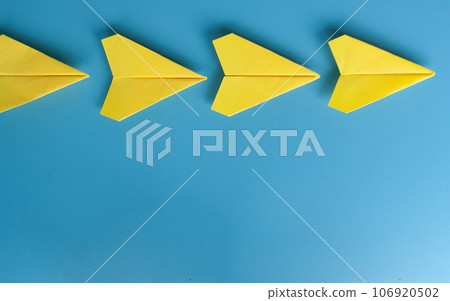Top view of yellow paper with customizable space for text. Copy space. Top view of yellow paper with customizable space for text. Copy space. 106920502