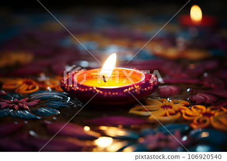 Diwali celebration with customizable space for text or greetings. Diwali celebration concept. 106920540