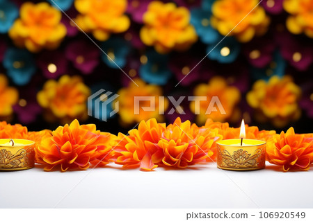 Diwali celebration with customizable space for text or greetings. Diwali celebration concept. 106920549
