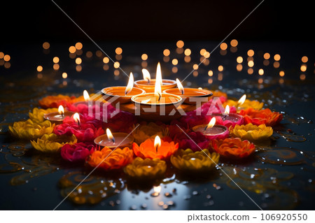 Diwali celebration with customizable space for text or greetings. Diwali celebration concept. 106920550