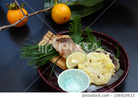 Dishes served at a restaurant: Sweet sea bream Saikyo-yaki 106920613