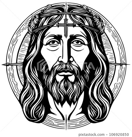 Fantastical lovely Jesus Christ emblem vector art 106920850
