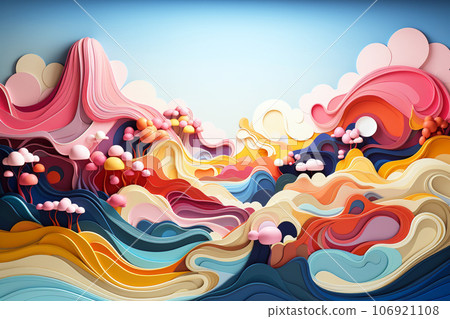 Colorful papercraft style abstract background Generative ai 106921108