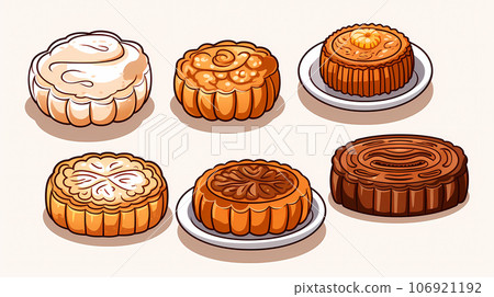 Hand drawn cartoon delicious dessert baked pastry illustration Hand drawn cartoon delicious dessert baked pastry illustration 106921192